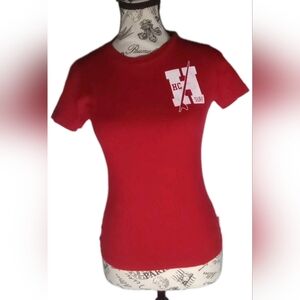 Vintage Y2K Hollister Red Surf Shirt ✨ Double Sided Graphic Tee Size M